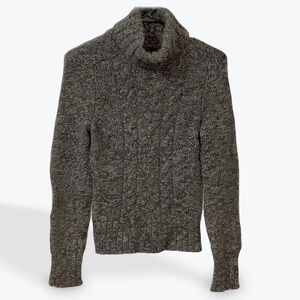 Express‎ Cable Knit Turtleneck Sweater Heathered Wool Cashmere Blend Medium